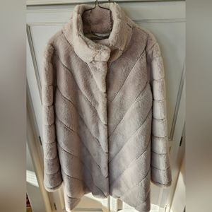 NWOT Calvin Klein Cheuron Faux Fur Coat